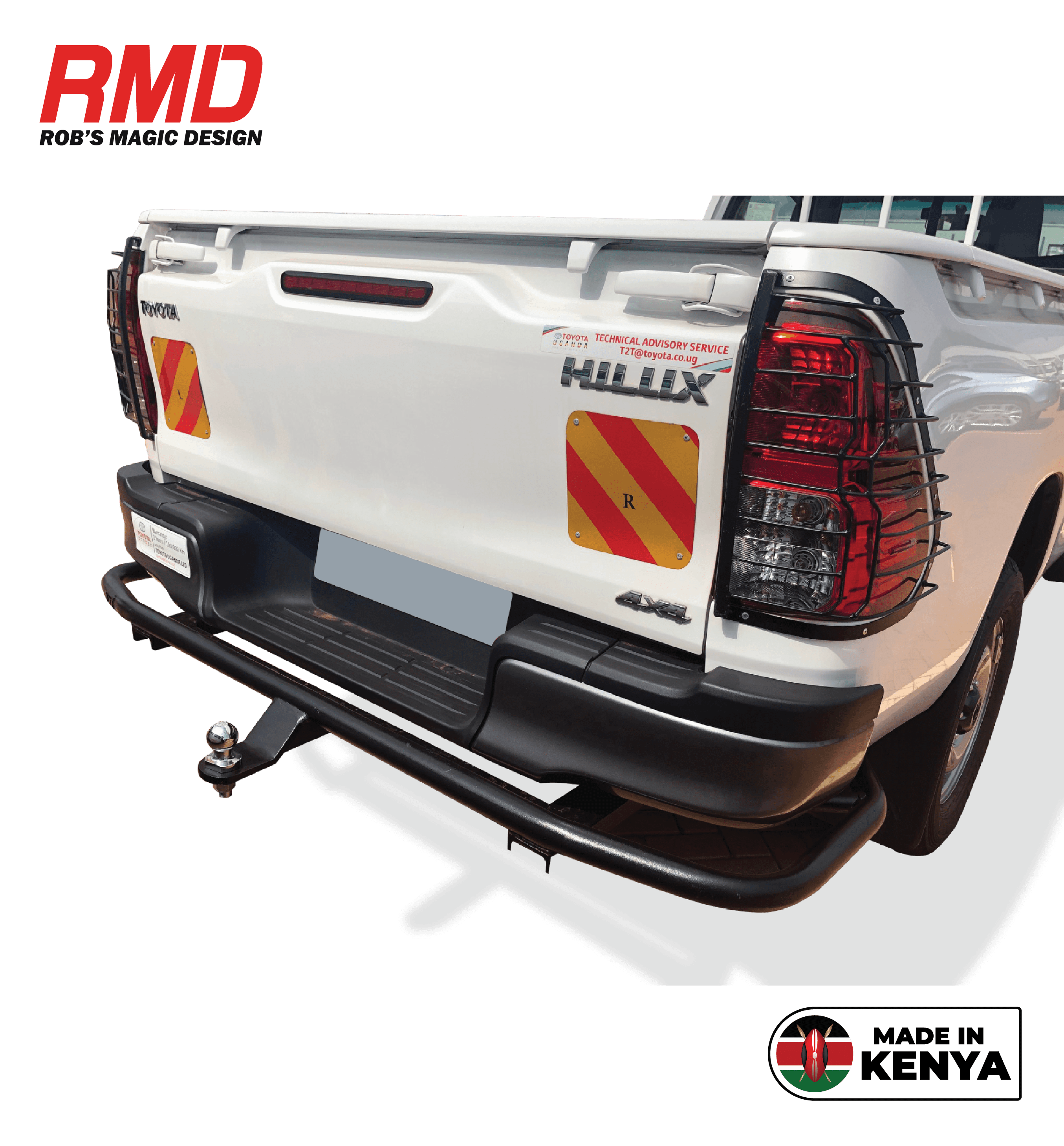 Toyota Hilux (+09/2015 on) Rear Tubular Bar Wrap Around Tow Bar with Jacking Points