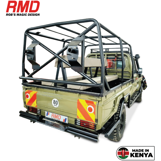 Toyota Land Cruiser 79 External Roll Cage with 2 Spare Wheel Carriers on Left and Right Side