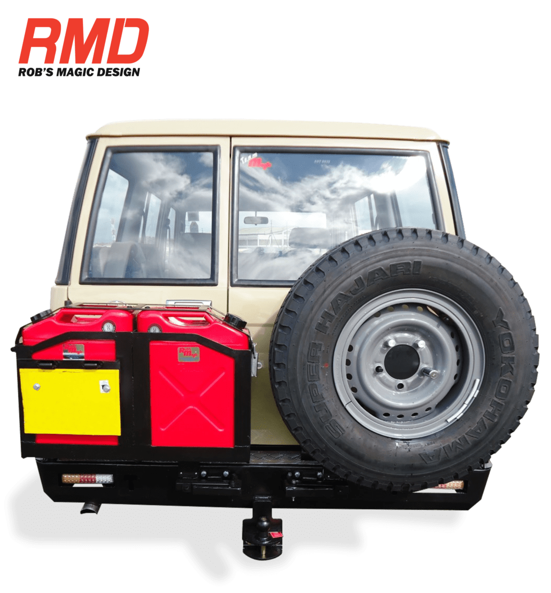 76 Series Toyota Landcruiser LHS Dual Jerry Can Holder for Rear Bar