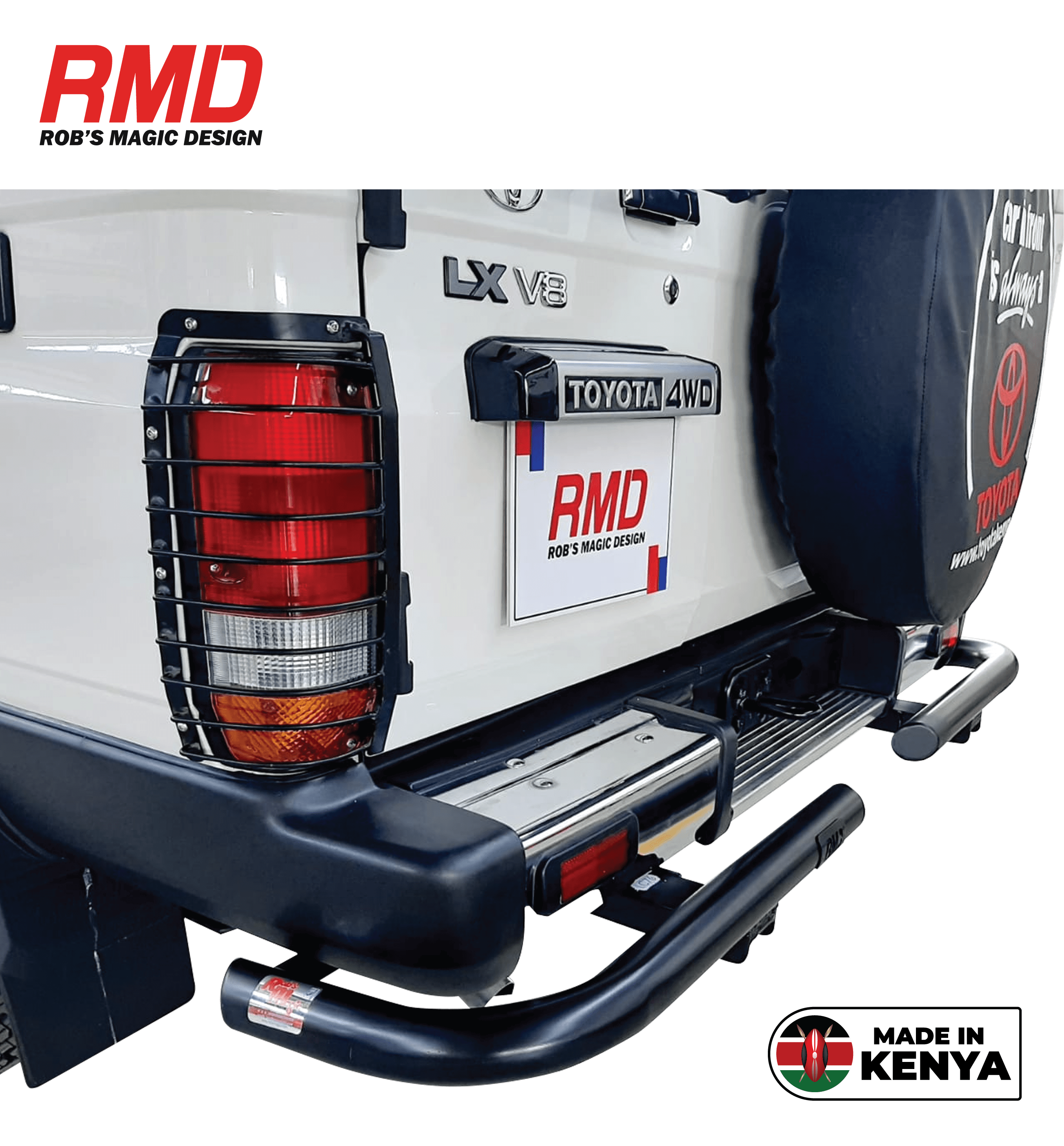 Toyota Land Cruiser 76 Rear Tubular Bar Wrap Around with Jacking Points to Suit Tow Bracket / Pintle Hook