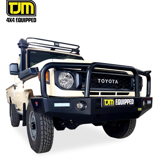 Toyota Land Cruiser 76/78/79 (+2022) TJM Bull Bar T15 Steel Black (Safari) With Fog Lamps