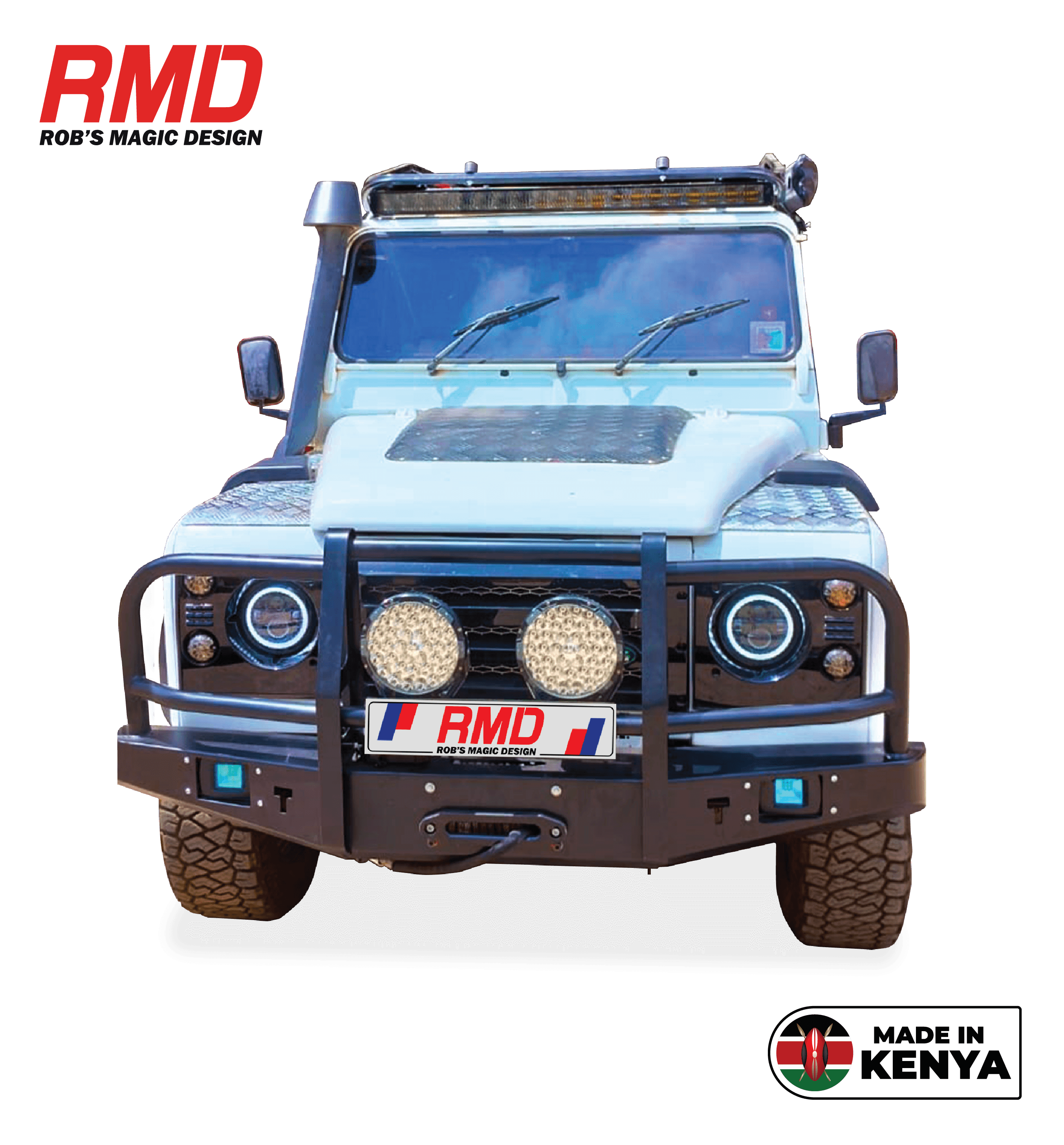 Land Rover 110 / 130 Bull Bar T13 Steel Black - Image 3