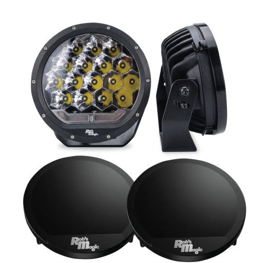 Rob's Magic Spotlight Round 7-inch Driving Lights with Black Covers (Pair)