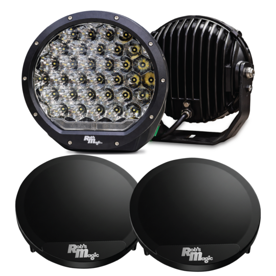 Rob's Magic Spotlight Round 9-inch Driving Lights with Black Covers