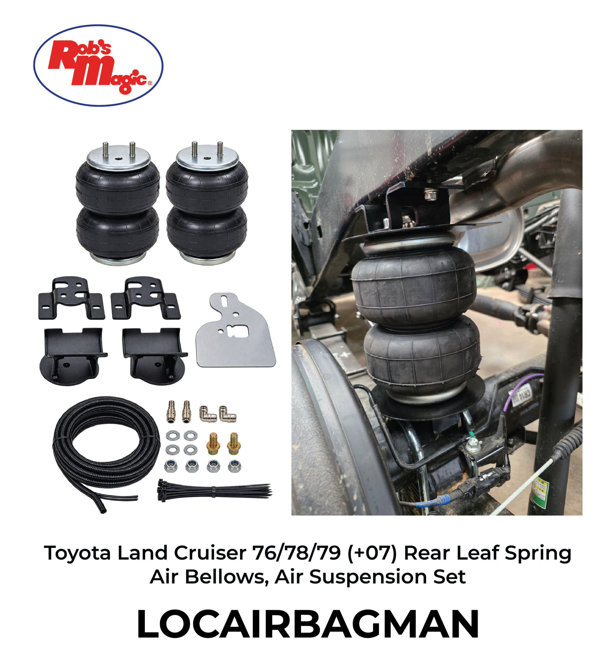 Toyota Land Cruiser 76/78/79 (+07) Rear Leaf Spring Air Bellows, Air Suspension Set